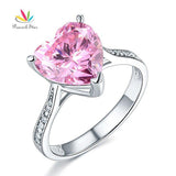 3.5 Ct Heart Fancy Pink Simulated Lab Diamond Silver Wedding Promise Engagement Ring