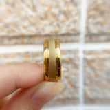 New Arrival Golden Color 8mm Frosted Tungsten Carbide Men's Charm Rings -  Wedding Jewellery - The Jewellery Supermarket