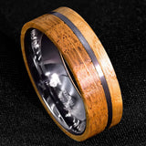 New Arrival 8mm Tungsten Ring With Whiskey Barrel Wood Brushed Stripe Men Wedding Ring