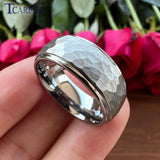 New Arrival Domed Stepped 6mm 8mm Hammered Tungsten Carbide Rings For Women Men - Fashion Gift Jewellery - The Jewellery Supermarket