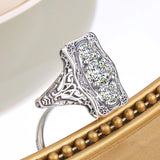 Fabulous Unique 3 Stone Moissanite Ring With Certficate - Silver 925 Engagement Luxury Jewellery For Women - The Jewellery Supermarket