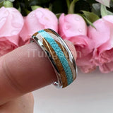 New Arrival Turquoise Whisky Wood Inlay 4 Colors For Your Choice 8mm Men Women Tungsten Engagement Wedding Rings - The Jewellery Supermarket