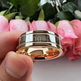 New Pipe Cut 8mm Shiny Polished Tungsten Carbide Comfort Fit Rings for Men and Women - Engagement Wedding Jewellery - The Jewellery Supermarket
