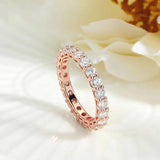 Radiant 18K Rose GPlated D VVS1 Moissanite Diamonds Eternity Wedding Engagement Jewellery Rings for Women