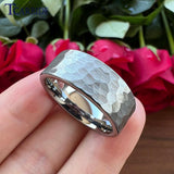 New Multi-Faceted Brushed Finish Fashion 6MM 8MM Men Women Tungsten Hammer Ring - Wedding Ring Popular Jewellery - The Jewellery Supermarket