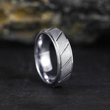 Frosted Brushed Groove Beveled Edge Pattern Mens Womens Tungsten Rings, Engagement Wedding Rings - The Jewellery Supermarket
