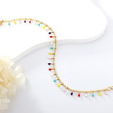 Tassel Colorful Dripping Oil Charm Bracelets For Women - Stainless Steel Rolo Link Boho Popular Jewellery - The Jewellery Supermarket