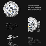 Marvelous D Colour VVS1 1.2CT Moissanite Diamonds Stud Earrings - Sterling Silver 18K Gold Plated Fine Jewellery - The Jewellery Supermarket
