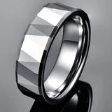 New Outer Surface Chamfered Batch Steel Colour Polished Tungsten Carbide Rings - Mens' Wedding Engagement Rings - The Jewellery Supermarket