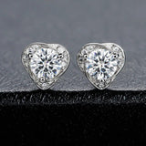 Elegant Heart Shape Flower 1ct D Colour Moissanite Diamonds Earrings for Women - Silver Sparkling Fine Jewellery