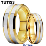 New Center Groove Beveled Edges 6mm 8mm Nice Couples Shiny Tungsten Wedding Rings for Men and Women - The Jewellery Supermarket