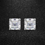 Excellent Asscher Princess Cut 1CT Square Shape Moissanite Diamonds Stud Earrings for Women/Men - Fine Jewellery