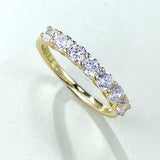 Delicate 14K Gold Plated Moissanite Diamond Eternity Rings - Silver Engagement Wedding Promise Rings for Women