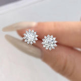 Flower Design 0.5ct D Colour Certified Moissanite Diamonds Stud Earrings 925 Sterling Silver Fine Jewellery