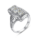 Fabulous Unique 3 Stone Moissanite Ring With Certficate - Silver 925 Engagement Luxury Jewellery For Women