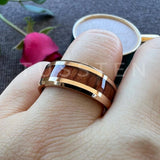 New Arrival 8MM Koa Wood Beveled Polished Edges High Quality Comfort Fit Tungsten Wedding Rings for Men Women - The Jewellery Supermarket