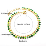 Tassel Colorful Dripping Oil Charm Bracelets For Women - Stainless Steel Rolo Link Boho Popular Jewellery - The Jewellery Supermarket