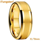 New Gold Plated 6mm 8mm Tungsten Engagement Wedding Comfort Fit Rings for Men, Women - Fashion Jewellery for Couples - The Jewellery Supermarket