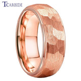 New Arrival Domed Stepped 6mm 8mm Hammered Tungsten Carbide Rings For Women Men - Fashion Gift Jewellery - The Jewellery Supermarket