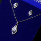Charming AAA+ Zirconia Diamonds Silver Color Necklace Earrings Se