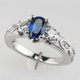 Deep Blue Stone Ancient Pattern Mysterious Charm AAA CZ Crystal Ring