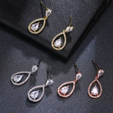 Fashion Classic Design AAA+ Cubic Zirconia Diamonds Water Drop Pendant Earrings