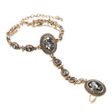 Luxury Vintage Boho 14K Gold Color Crystal Flower Link Bracelet Link Ring