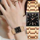 Top Brand Design Rose Gold Colour Luxury Fashion Square Ladies Watches For Women