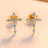 New Sparkling Simple Silver Tiny AAA+ Cubic Zirconia Diamonds Cross Stud Earrings for Women