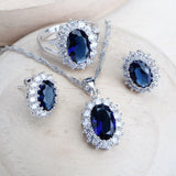 New Arrival - Silver 925 AAA Blue Zirconia Costume Fine Jewellery Wedding Set - The Jewellery Supermarket