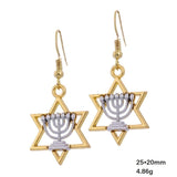 NEW Star Of David Candlestick Menorah Dangle  Hanukkah Religious Earrings for Women
