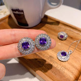 NEW ARRIVAL - Charming Sterling Silver Daisy Lab Amethyst Gemstone Jewellery Sets - The Jewellery Supermarket