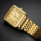 NEW ARRIVAL - Golden Luxury Rectangle Quartz Stainless Steel Bracelet Wristwatches