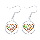 NEW Muslim Symbol Cabochon 16mm Glass Silver-plated Religious Drop Earrings