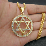 NEW Star of David Gold Color Stainless Steel Hexagram Pendant Necklace Women/Men