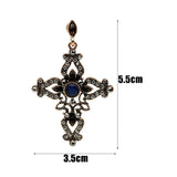NEW Hollow Flower Antique Gold Color Vintage Cross Ethnic Retro Dangle Earrings - Religious Jewellery - The Jewellery Supermarket