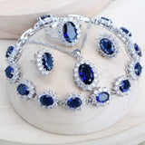 New Arrival - Silver 925 AAA Blue Zirconia Costume Fine Jewellery Wedding Set - The Jewellery Supermarket