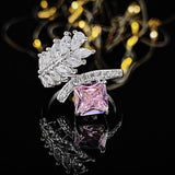 New Arrival Trendy Yellow Pink Colour Princess Cut AAA+ Quality CZ Diamonds Engagement Ring