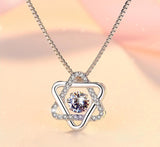 NEW Dancing Zircon Star of David Hexagram Gemstone 925 Silver Necklace