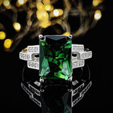 NEW ARRIVAL -  Elegant Designer Green rectangle cut AAA+ Quality CZ Diamonds Luxury Ring