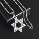 IDEAL GIFTS - Classic Metal Jewish Star of David Pendant Stainless Steel Chain Mens Necklace