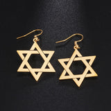 NEW Star of David Gold Silver Color Hollow Hexagram Drop Earrings For Women