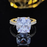 NEW ARRIVAL Luxury Cushion Cut Real silver color Designer AAA+ Quality CZ Diamonds Ring