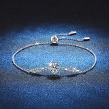 1CT Round Cut VVS High Quality Moissanite Diamonds Platinum Plated Charm 4 Prong Bracelet - Fine Jewellery