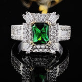 New Arrival Luxury Green Color Princess Cut Marvelous AAA+ Quality CZ Diamonds Ring