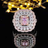 NEW ARRIVAL Dazzling Pink Multi Color Princess Cut AAA+ Quality CZ Diamonds Ring