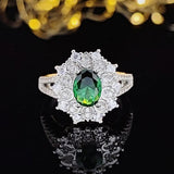 NEW Luxury Green Color Flower Design AAA+ Quality CZ Diamonds Engagement Ring