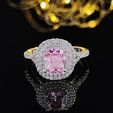 New Arrivals Stunning Pink Yellow Cushion Cut AAA+ Quality CZ Diamonds Luxury Ring