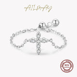 Sparkling AAA+ Zircon Trendy Personality Cross Adjustable Chain Rings - Fine Christian Jewellery - The Jewellery Supermarket