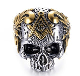 Popular Classic Freemason Long Hair Skull Rider Jewellery Ring